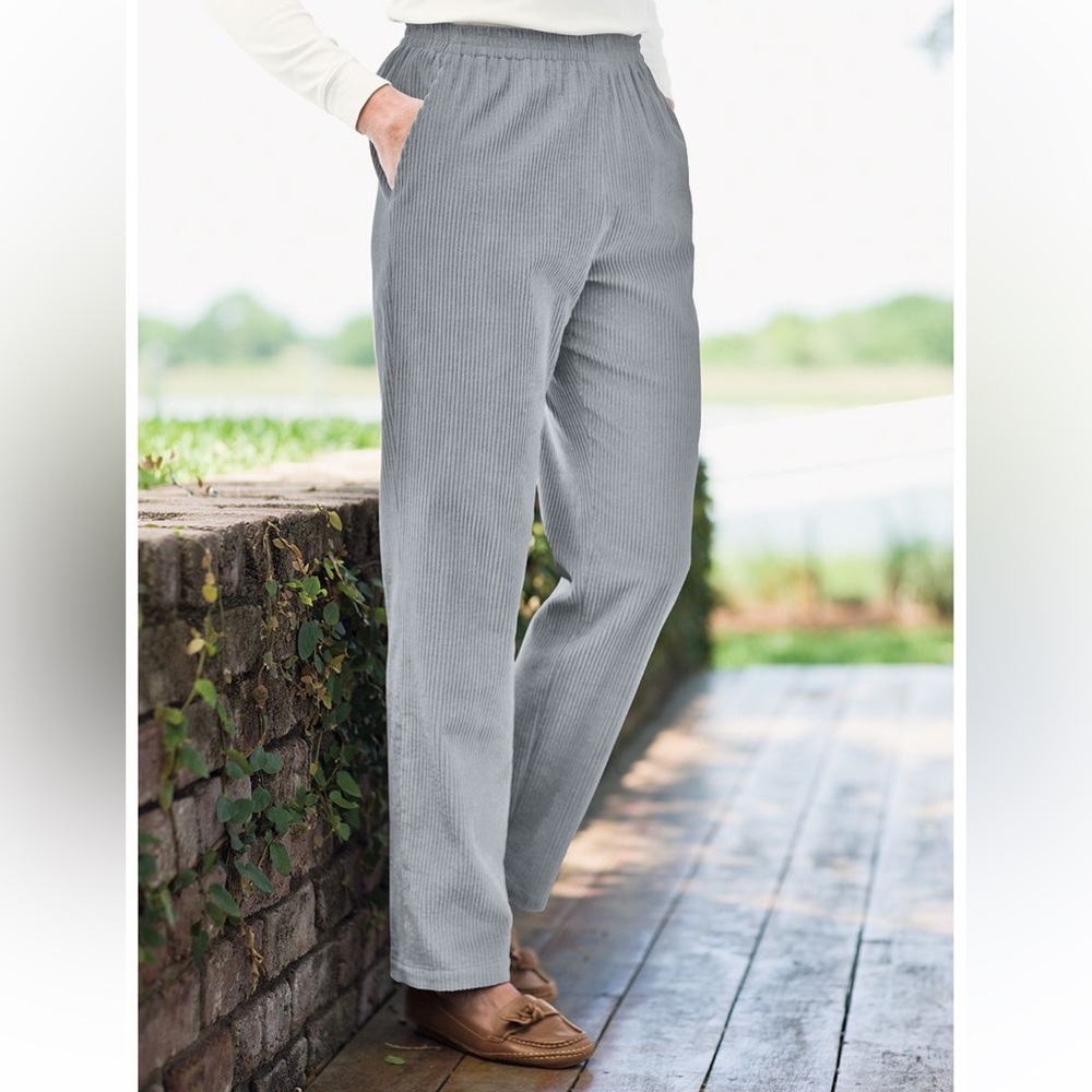 Blair Powder Blue Gray Wide Wale High Rise Corduroy Pants Size Petite Small
